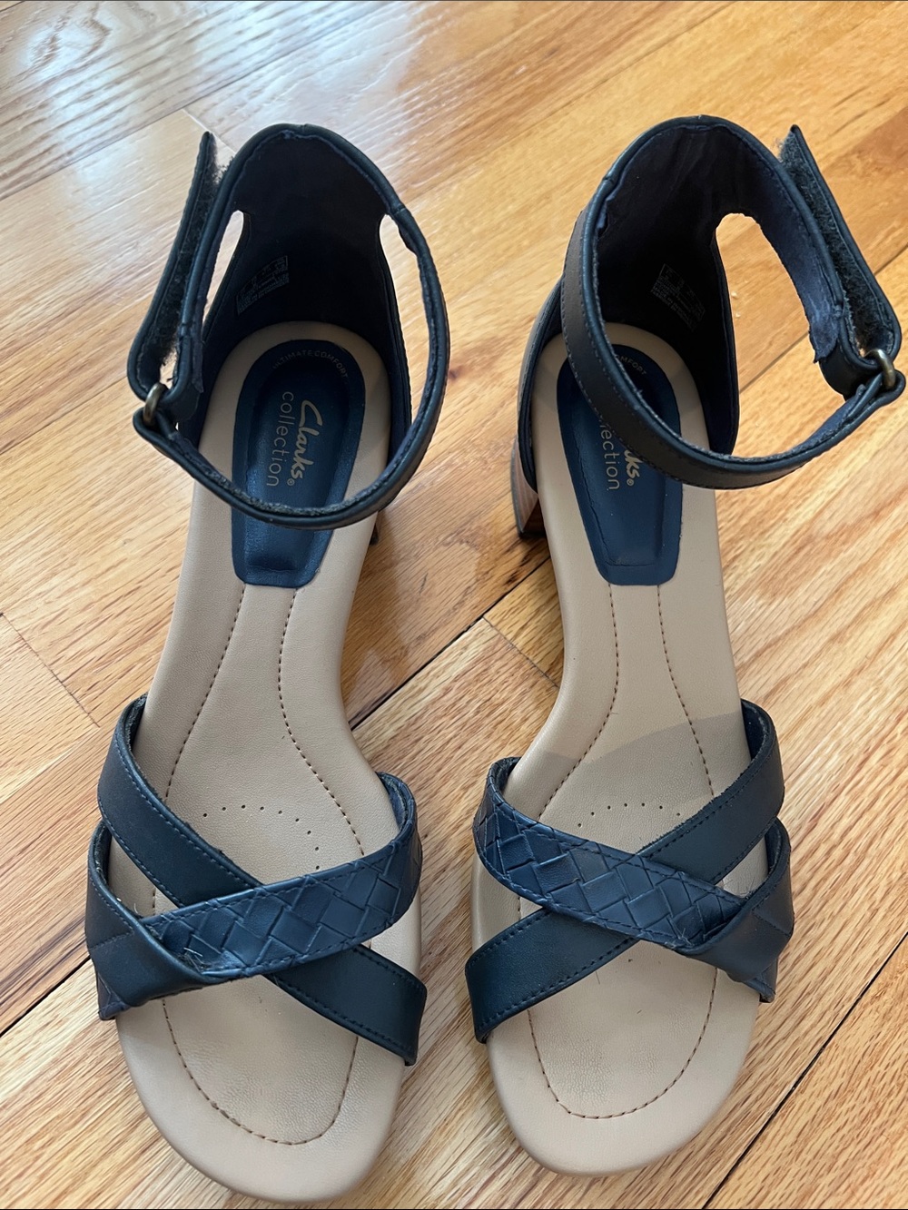 Clarks Black Crisscross Ankle-Strap Sandals
